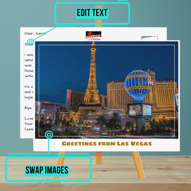 Las Vegas Strip Lights at Night Postcard (Please enjoy our postcard)