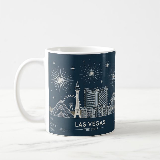 Las Vegas Strip Nevada Skyline Line Art Cityscape Coffee Mug (Left)