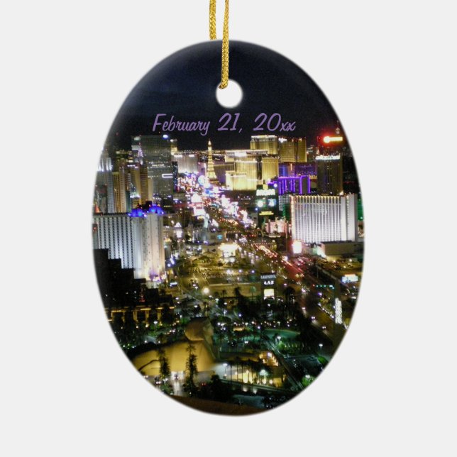 Las Vegas Strip personalised Ceramic Tree Decoration (Back)