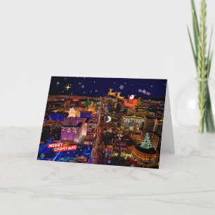 Las Vegas Strip Santa/Reindeers Christmas Card
