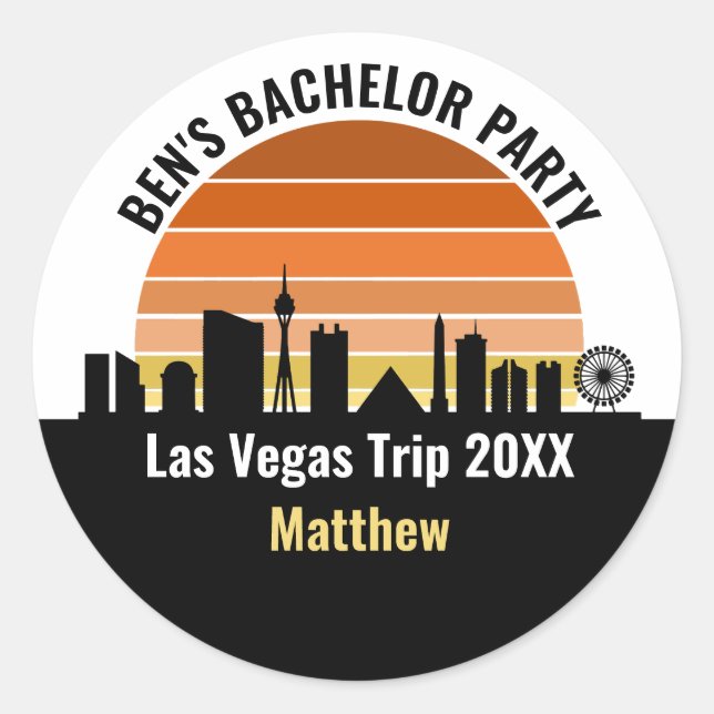 Las Vegas Strip Sunset Custom Vacation Classic Round Sticker (Front)