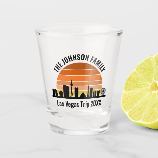 Las Vegas Strip Sunset Custom Vacation Shot Glass (Front)