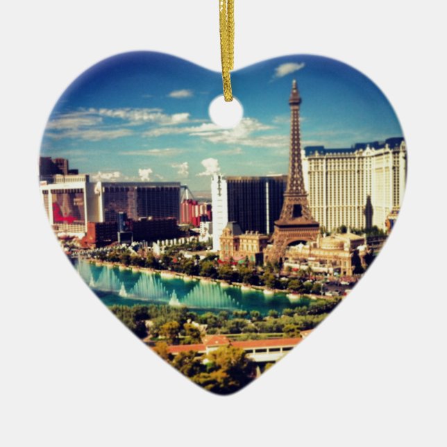 Las Vegas Strip View Ceramic Tree Decoration (Front)