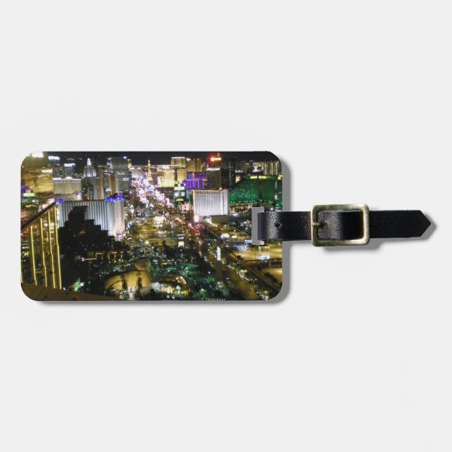 Las Vegas Strip View Night & Day Luggage Tag (Front Horizontal)