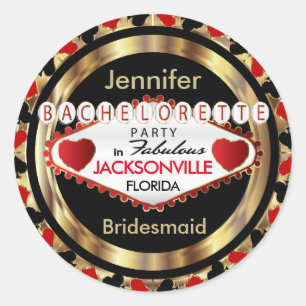 Las Vegas Style Bachelorette Party - Red Classic Round Sticker