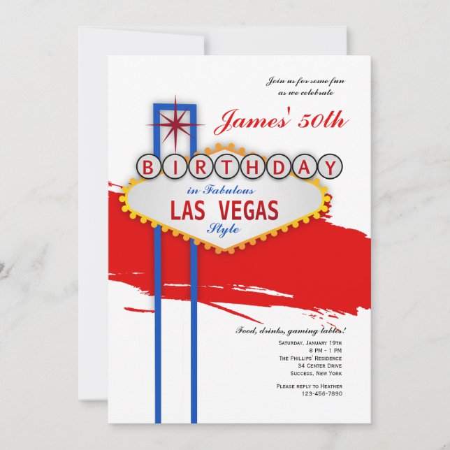 Las Vegas Style Birthday Invitation (Front)