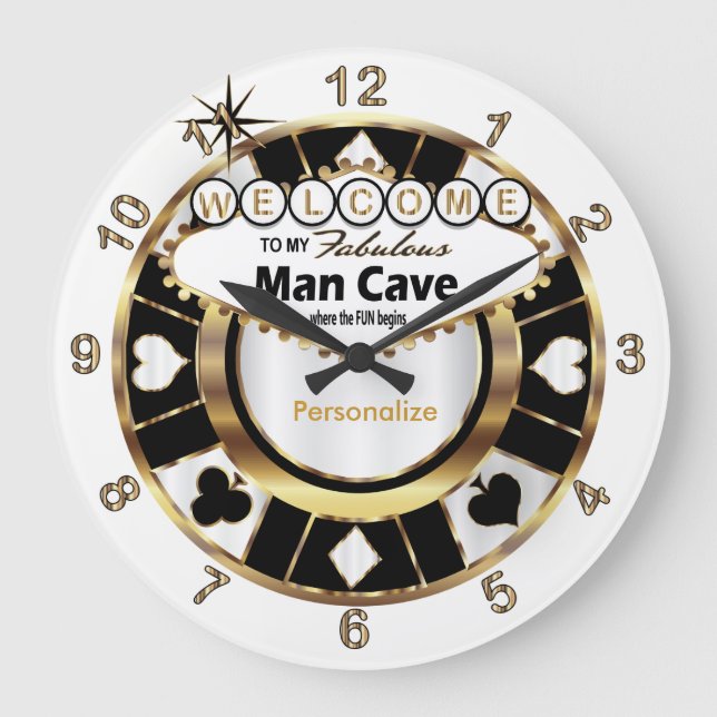 Las Vegas Style - Man Cave Large Clock (Front)