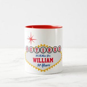 Las Vegas Style Sign Retired Personalise  Two-Tone Coffee Mug