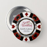 Las Vegas Style Wedding Dark Red and Gold 7.5 Cm Round Badge<br><div class="desc">Button Pins. Las Vegas Style Wedding in Dark Red and Gold Poker Chip Design. ⭐This Product is 100% Customisable. *****Click on CUSTOMIZE BUTTON to add, delete, move, resize, changed around, rotate, etc... any of the graphics or text. 99% of my designs in my store are done in layers. This makes...</div>
