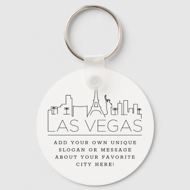 Las Vegas Stylized Skyline | Custom Slogan Key Ring (Front)