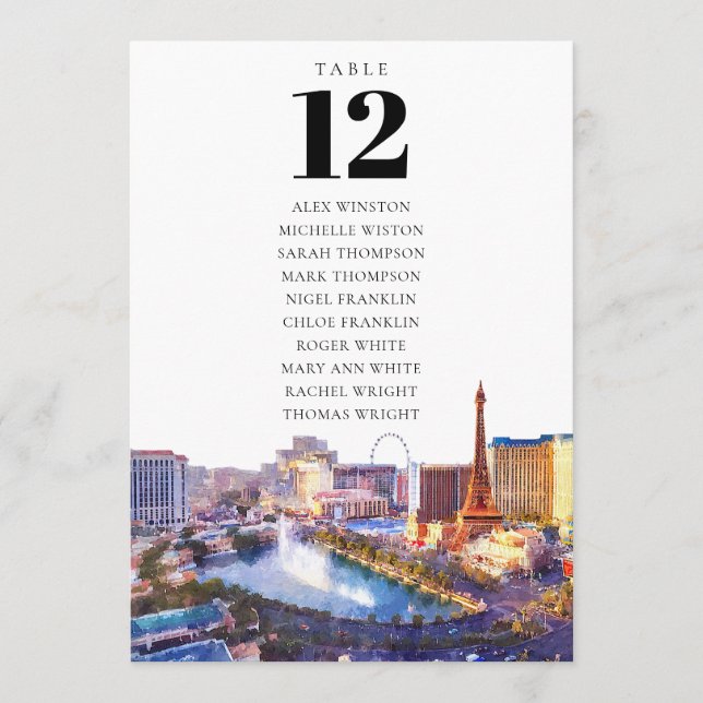 Las Vegas Table Number Seating Chart (Front)