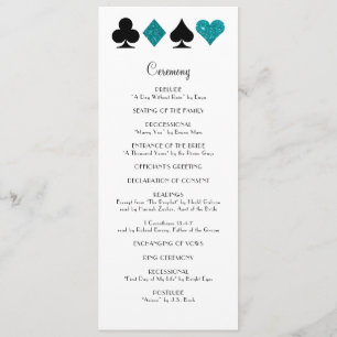 Las Vegas Teal Glitter Wedding Program Programme