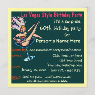 Las Vegas Theme 60th Birthday Party Invitation