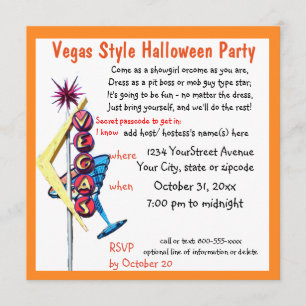 Las Vegas Theme Halloween Costume Party Invitation
