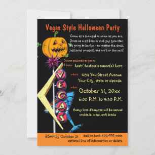 Las Vegas Theme Halloween Party  Invitation