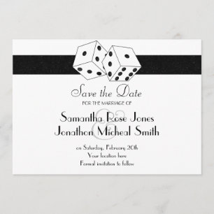 Las Vegas Theme Save the Date White and Black