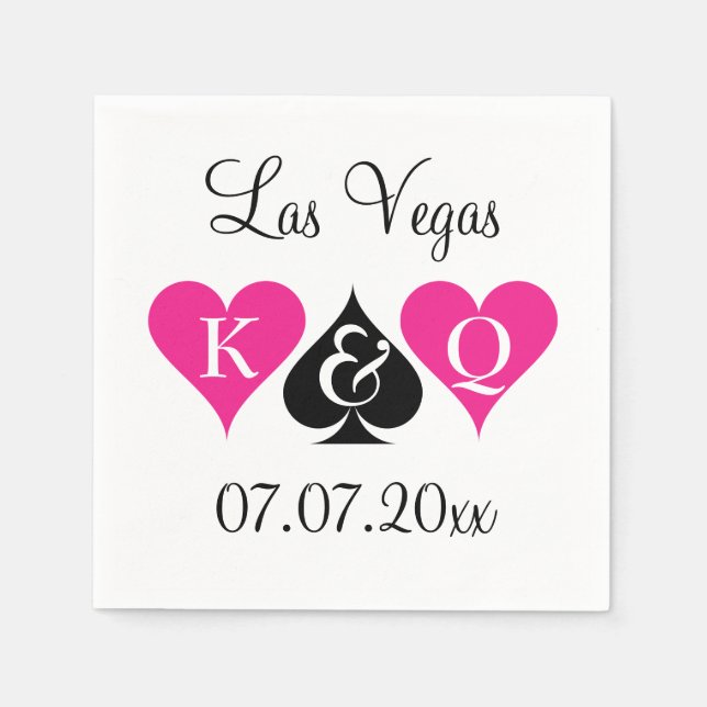 Las Vegas theme wedding napkins with monogram (Front)