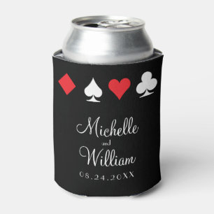 Las Vegas Themed Wedding Can Cooler Red Black
