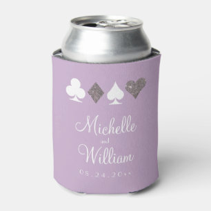 Las Vegas Themed Wedding Can Cooler Silver Purple