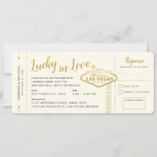 Las Vegas Ticket Boarding Pass Destination Wedding Invitation