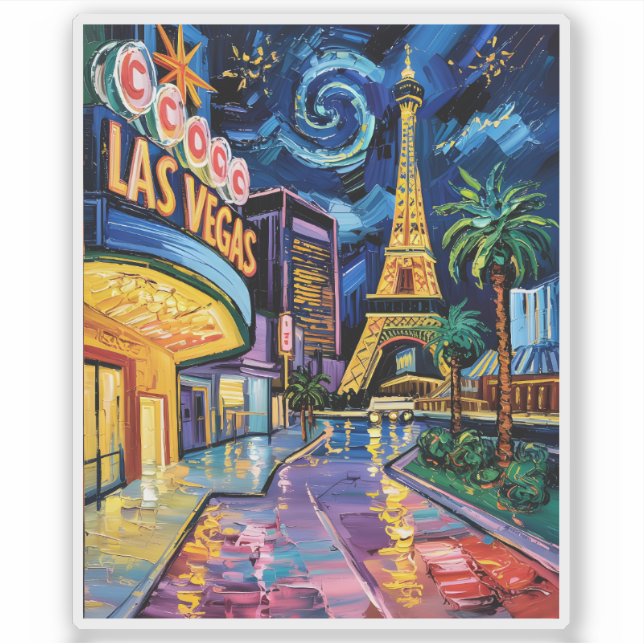 Las Vegas Travel Van Gogh Style Casino Night City  (Front)