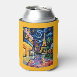 Las Vegas Travel Van Gogh Style Casino Night City  Can Cooler