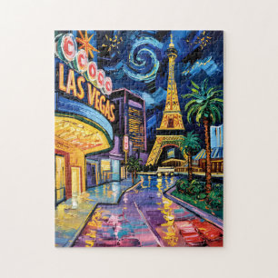 Las Vegas Travel Van Gogh Style Casino Night City  Jigsaw Puzzle