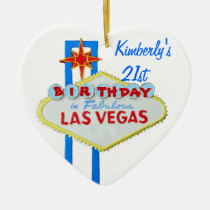 Las Vegas Twenty First Birthdy Ceramic Tree Decoration