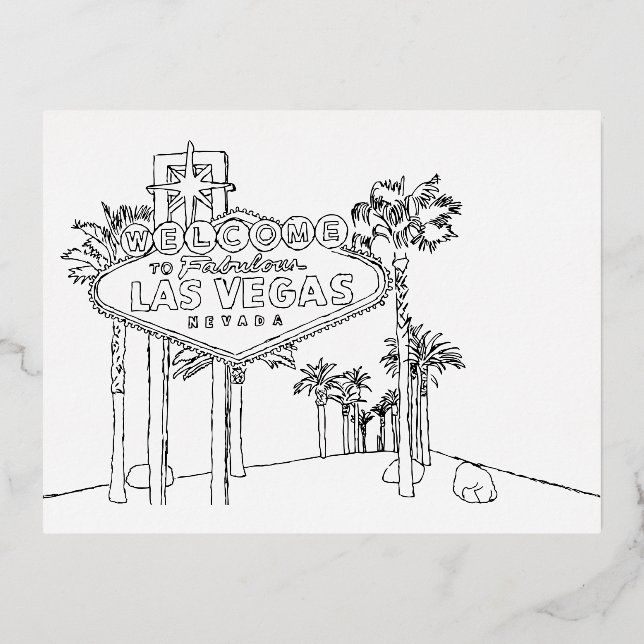 Las Vegas Vacation Drawing Vacation Art Travelling Foil Holiday Postcard (Front)