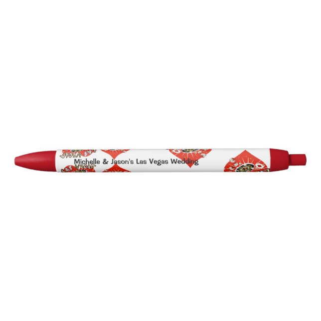 Las Vegas Valentine's Day Wedding red heart Red Ink Pen (Front)