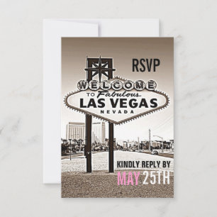 Las Vegas Vintage Sepia Modern Wedding RSVP
