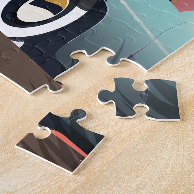 Las Vegas vintage style vacation poster Jigsaw Puzzle (Side)