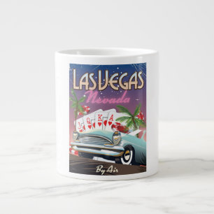 Las Vegas vintage style vacation poster Large Coffee Mug