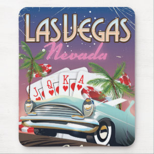 Las Vegas vintage style vacation poster Mouse Mat