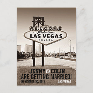 Las Vegas Vintage Wedding Photo Save The Date Announcement Postcard