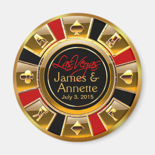 Las Vegas VIP Red Gold Black Casino Chip Favour Magnet