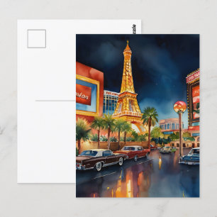 Las Vegas watercolor art Postcard