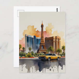 Las Vegas watercolor art Postcard