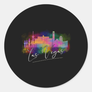 Las Vegas Watercolor Skyline Classic Round Sticker