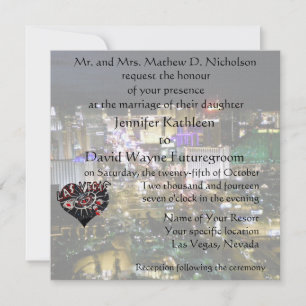 Las Vegas Wedding and Reception Casino Heart Invitation