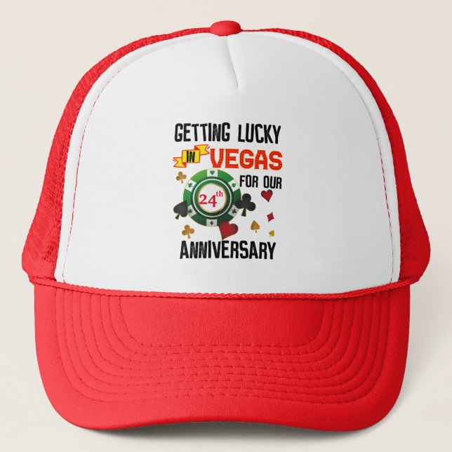 Las Vegas Wedding Anniversary Couple Matching Trip Trucker Hat (Front)