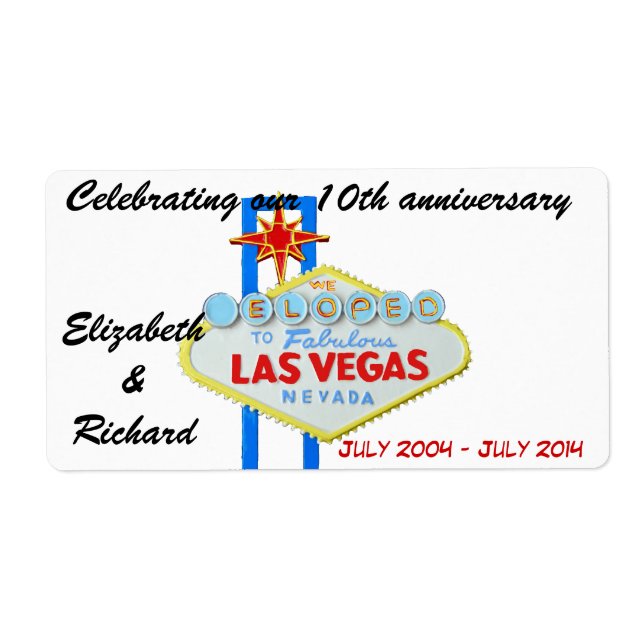 Las Vegas Wedding Anniversary Wine Labels (Front)
