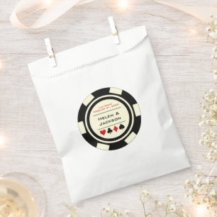 Las Vegas Wedding Black and White Poker Chip Favour Bags