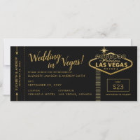 Las Vegas Wedding Boarding Pass Invitations