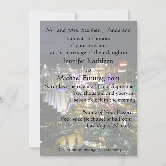 Las Vegas Wedding Boulevard View Invitation (Front)