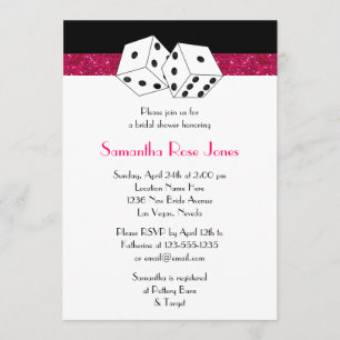 Las Vegas Wedding Bridal Shower Pink Dice Theme Invitation