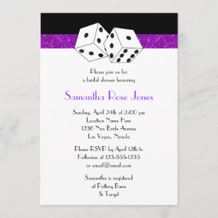 Las Vegas Wedding Bridal Shower Purple Dice Theme Invitation