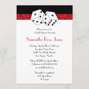 Las Vegas Wedding Bridal Shower Red Dice Theme Invitation