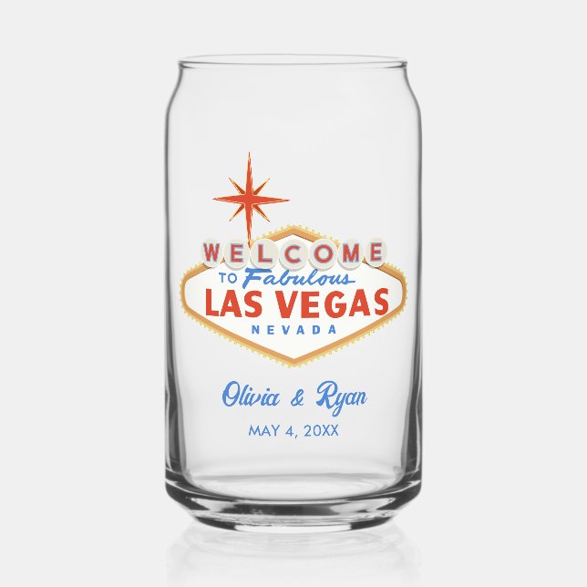 Las Vegas Wedding Custom Glassware Can Glass (Front)