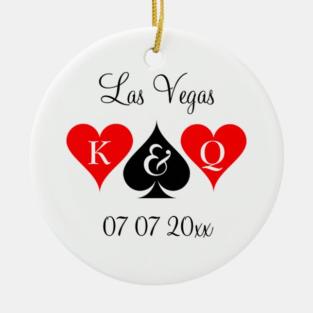 Las Vegas wedding custom monogram Christmas tree Ceramic Tree Decoration (Front)
